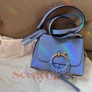 See by Chloe Mini Crossbody Bag - Periwinkle Blue - Gold Ring Detail - NWT